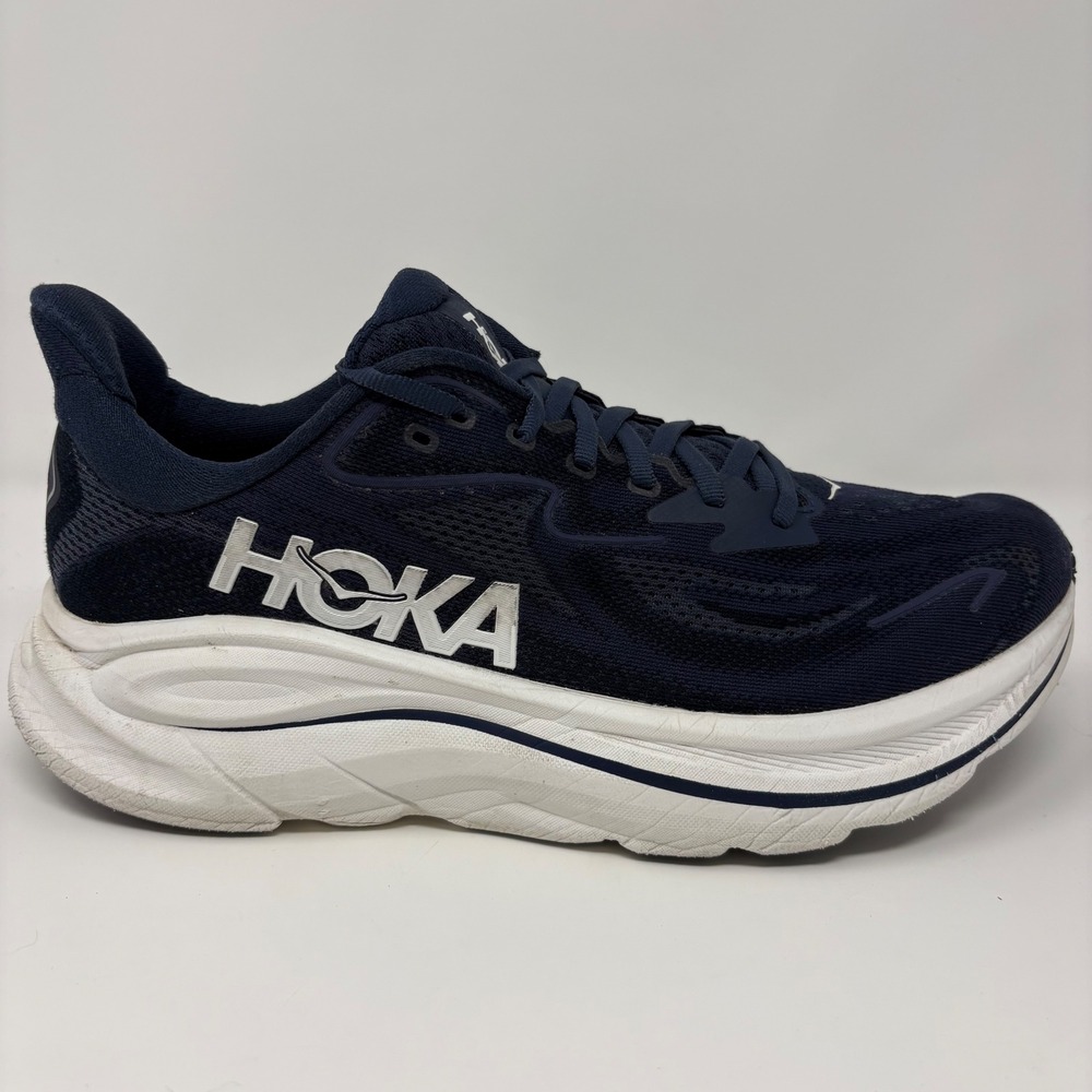 Hoka Clifton 10 Men's Size 9D Navy Blue Athletic Running Shoes (1162030)